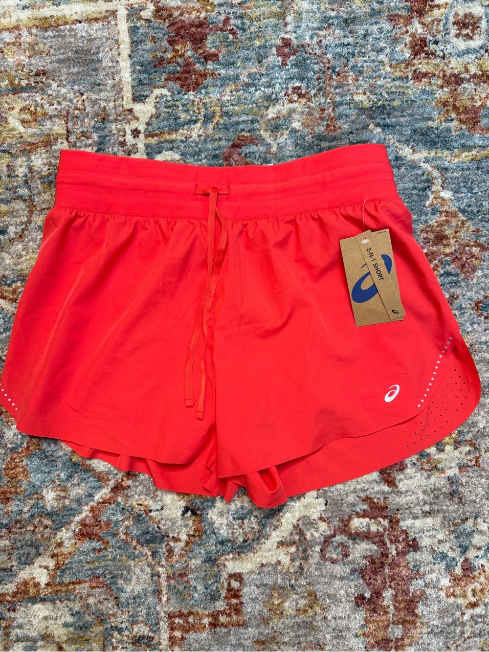 Asics Bright Red Women's Athletic Shorts with Drawcord